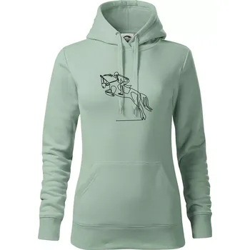 Dámská mikina Jízda na koni jedním tahem - Mikina dámská Cape s kapucí - 2XL ( Sage )