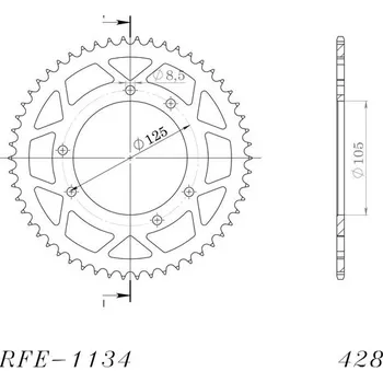 Řetězová sada pro motocykl Řetězová rozeta SUPERSPROX RFE-1134:52-BLK černý 52 zubů, 428