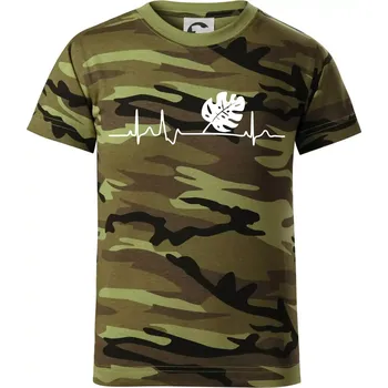 EKG Monstera - Dětské maskáčové triko - 122 cm/6 let ( Zelený maskáč )