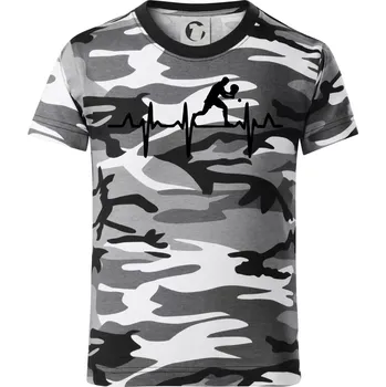 Chlapecké tričko EKG stolní tenista stojící - Dětské maskáčové triko - 146 cm/10 let ( Šedý maskáč )