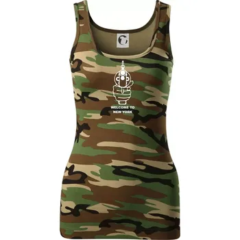 Dámské tričko Welcome to NYC - Dámské Maskáčové tílko - XL ( Hnědý maskáč )