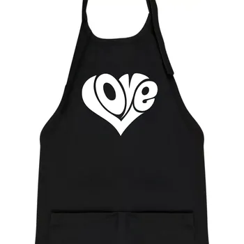 Kuchyňská zástěra Love nápis jednoduchý - Dětská zástěra na vaření - Univerzální velikost ( Černá )