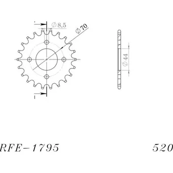 Řetězová sada pro motocykl Řetězová rozeta SUPERSPROX RFE-1795:22-BLK černý 22 zubů, 520