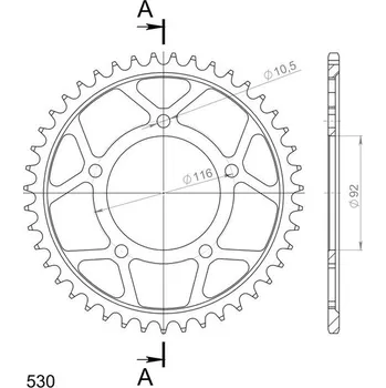 Řetězová sada pro motocykl Řetězová rozeta SUPERSPROX RFE-489:43-BLK černý 43 zubů, 530