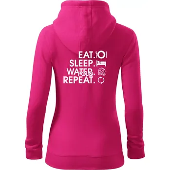 Dámská mikina Eat sleep water polo repeat - Dámská mikina trendy zipper s kapucí - XL ( Purpurová )