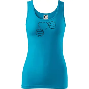 Dámské tričko Ruka držící srdce jedním tahem - Dámské tílko - 2XL ( Světlý tyrkys )