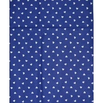 Bavlněná česká látka šíře 160cm - Bílé srdíčko na modré (50cm)
