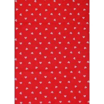 Bavlněná česká látka šíře 160cm - Bílé srdíčko na červené (50cm)