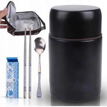 Termoska TERMO NÁDOBA TERMOSKA NA JÍDLO JÍDLONOSIČ 800ML S HŮLKAMI A LŽÍCÍ