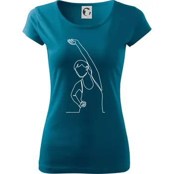 Dámské tričko Protahující se žena jedním tahem - Dámské triko Pure - XS ( Petrolejová )