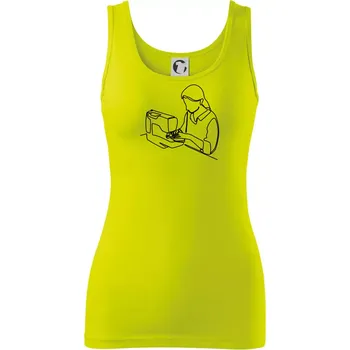 Dámské tričko Švadlena a šicí stroj jedním tahem - Dámské tílko - M ( Limetková )