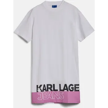 Dámské šaty ŠATY KARL LAGERFELD JEANS KLJ REGULAR LOGO TEE DRESS WHITE