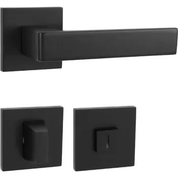 Dveřní kování Kování klika s hranatou rozetou HIT HR SQ6 WC BS – černá matná