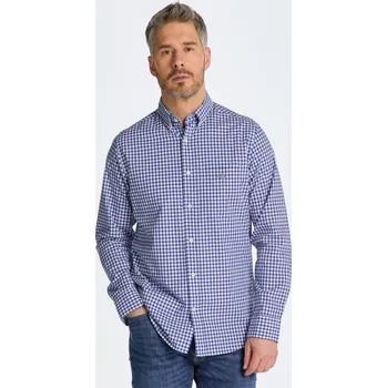 Pánská košile KOŠILE GANT REG POPLIN GINGHAM SHIRT COLLEGE BLUE