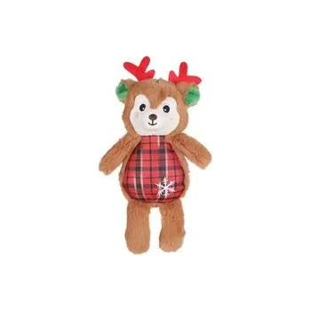 Hračka pro psa Flamingo hračka pro psa vánoční sob 16x28 cm, pískací, plyšová, hnědá