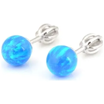 Náušnice Stříbrné náušnice opálová kulička modrá SVLE0783XH2O3SR