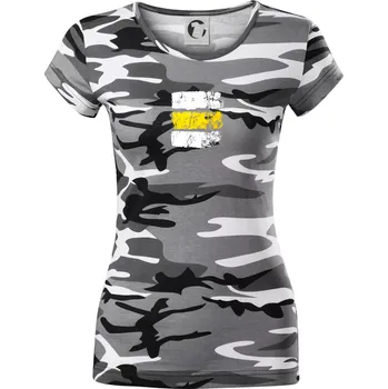 Dámské tričko Turistická značka - žlutá - Dámské maskáčové triko - 2XL ( Šedý maskáč )