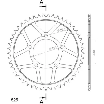 Řetězová sada pro motocykl Řetězová rozeta SUPERSPROX RFE-807:49-BLK černý 49 zubů, 525
