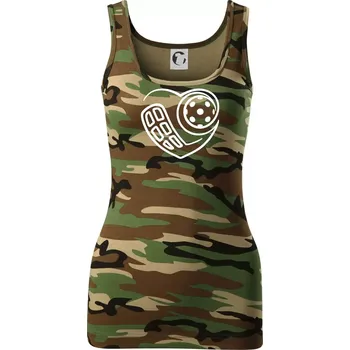 Dámské tričko Florbal love - Dámské Maskáčové tílko - S ( Hnědý maskáč )