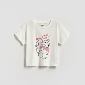 Dívčí tričko Reserved - Tričko s potiskem - krémová - 556FT-01X - 556FT-01X-92