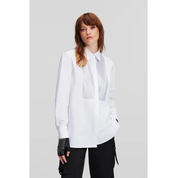 Dámská košile KOŠILE KARL LAGERFELD RHINESTONE BIB EVENING SHIRT WHITE