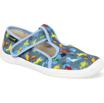 Dívčí bačkory Barefoot dětské přezůvky Fare Bare - 5102464 + 5202464 dino šedé Velikost: 24