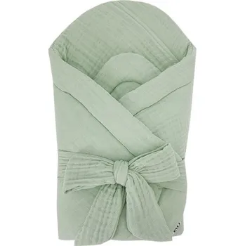 Zavinovačka EKO Zavinovačka mušelínová s kokosovou vyjímatelnou vložkou a mašlí Mint 75x75 cm