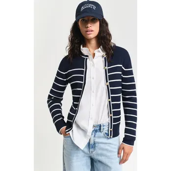Dámský svetr KARDIGAN GANT RIBBED BRETON CARDIGAN EVENING BLUE