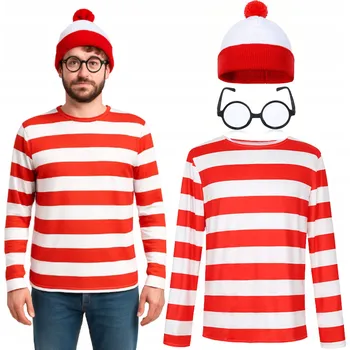 Karnevalový kostým KOSTÝM KDE JE WALLY HALLOWEENSKÝ PŘEVLEK SADA KOMPLET WHERE'S WALLY L