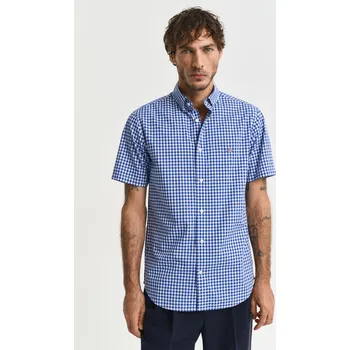 Pánská košile KOŠILE GANT REG CLASSIC POPLIN GINGH SS SHIRT COLLEGE BLUE