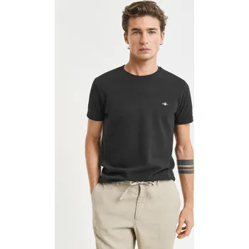 Pánské oblečení TRIČKO GANT SLIM PIQUE SS T-SHIRT BLACK