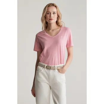 Dámské tričko TRIČKO GANT REG SUNFADED SS V-NECK T-SHIRT GERANIUM PINK