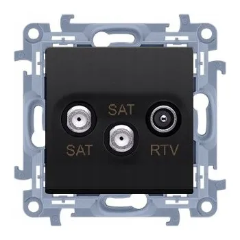 Elektrická zásuvka Simon 10 dvojitá anténní zásuvka RTV-SAT-SAT, černá matná CASK2.01/49