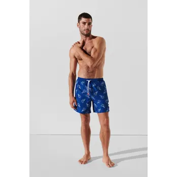 Pánské plavky PLAVKY KARL LAGERFELD IKONIK 2.0 AOP MED BOARDSHORTS IKONIK OUTLINE AOP BLUE