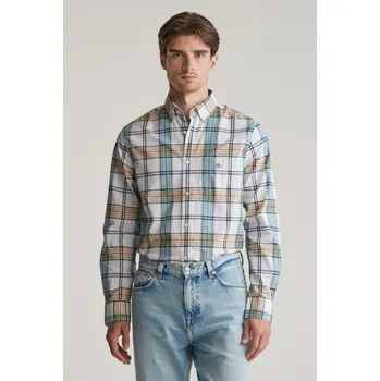 Pánské oblečení KOŠILE GANT REG CLASSIC POPLIN CHECK SHIRT WHITE