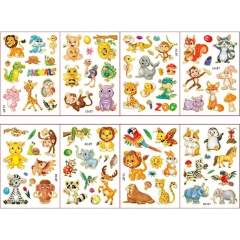 Odstranitelné tetování Smyvatelné tetování pro děti – zlaté obtisky, 8 archů – zvířátka