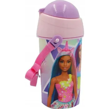 Láhev Lahev Na Pití láhev na vodu s brčkem Barbie s jednorožcem a popruhem