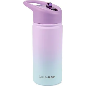 Láhev SKIP HOP Láhev s brčkem nerezová Wander - ombré purple, 450ml