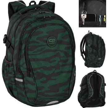 Školní batoh CoolPack s více přihrádkami, černý, zelený, 29 l