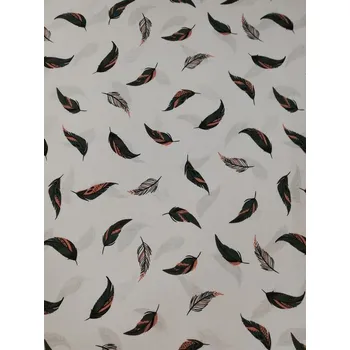 Bavlněná česká látka šíře 160cm - Zelená peříčka na bílé (50cm)