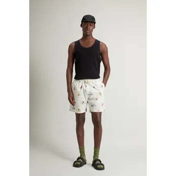 Pánské kraťasy ŠORTKY WOOLRICH PRINTED POPLIN SHORTS WHITE HOOK