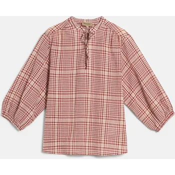 Dámská košile HALENKA WOOLRICH GAUZY BALOON SLEEVES BLOUSE WHITE PEPPER CHECK