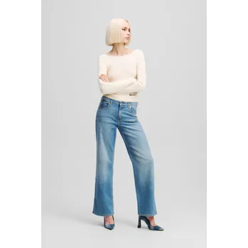Dámské džíny DŽÍNY KARL LAGERFELD JEANS KLJ MR RELAXED DENIM W/ SLIT WASHED MID BLUE
