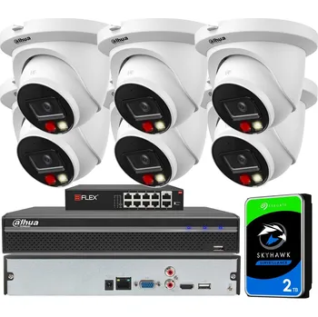 Bezpečnostní kamera Sada IP PoE monitoringu 4MPx s 6 kamerami DAHUA WizSense s AI analýzou