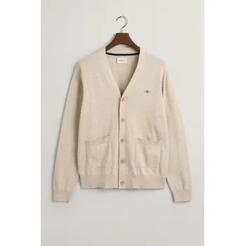Pánský svetr SVETR GANT CLASSIC COTTON V-CARDIGAN LIGHT BEIGE MELANGE
