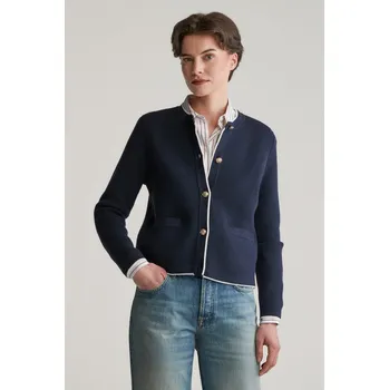 Dámský svetr KARDIGAN GANT COTTON KNIT JACKET EVENING BLUE
