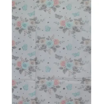 Bavlněná česká látka šíře 160cm - Růžičky s motýlkem (50cm)