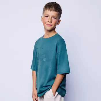 Dětská móda Reserved - Oversize tričko - světle tyrkysová - 038FH-60X - 038FH-60X-134