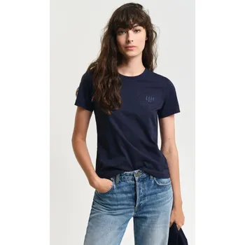 Dámské tričko TRIČKO GANT REG TONAL SHIELD SS T-SHIRT EVENING BLUE