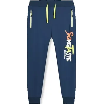 Dětské tepláky KUGO ST7729 petrol/žluté zipy vel.140,164